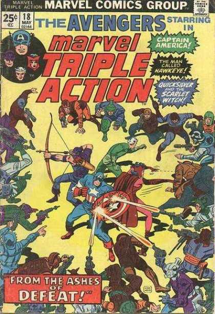 Marvel Triple Action 18 - Surrounded - Hawke - Captian American - Shield - Bow And Arrow - Jack Kirby