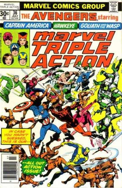 Marvel Triple Action 36 - The Avengers - Captain America - Hawkeye - Goliath And The Wasp - Action Issue