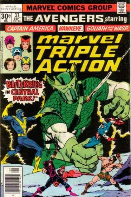 Marvel Triple Action 37 - Blitzkrieg - Central Park - Captain America - Hawkeye - Goliath