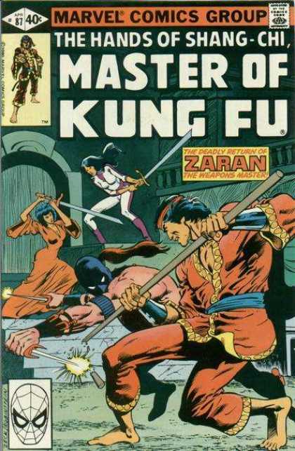 Marvel Comics Group - The Hands Of Shang-chi - Zaran - Spiderman Mask - 40c - Josef Rubinstein Master of Kung Fu 87 - Marvel Comics Group - The Hands Of Shang-chi - Zaran - Spiderman Mask - 40c - Josef Rubinstein