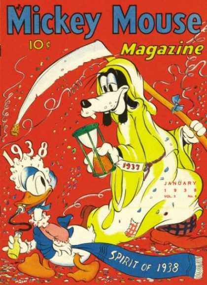 Mickey Mouse Magazine 28 - Red - 1938 - Father Time - New Year - Spirit Of 1938