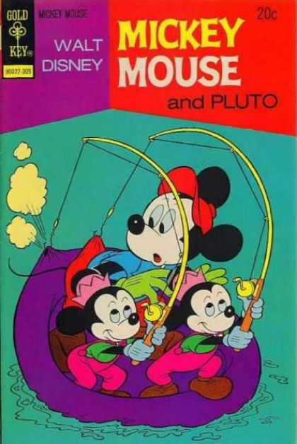 Mickey Mouse 144 - Gold Key - Walt Disney - Pluto - Fishing Poles - Raft