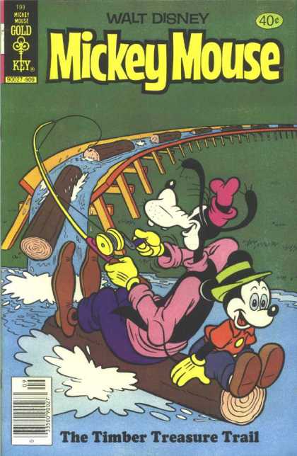 Mickey Mouse 199 - Walt Disney - Gold Key - Goofy - Fishing - Log Flume