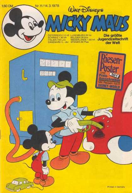 Micky Maus 1161 - Car - Mickey Mouse - German - Poster - Gasoline