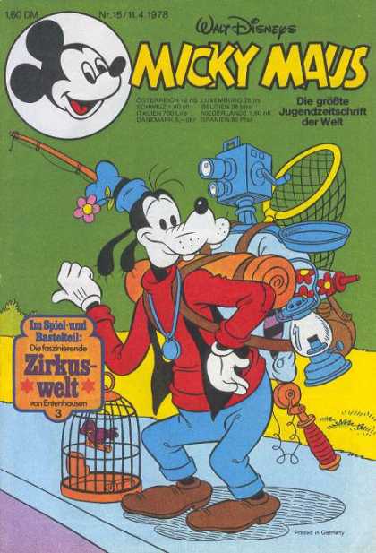 Micky Maus 1165 - Goofy - Camping - Hitchhiking - Walt Disney - Fishing Pole