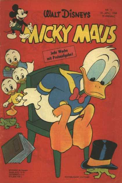 Micky Maus 121 - Donal Duck - Scrooge - 3 Small Ducks - Frog - Red Bow Tie