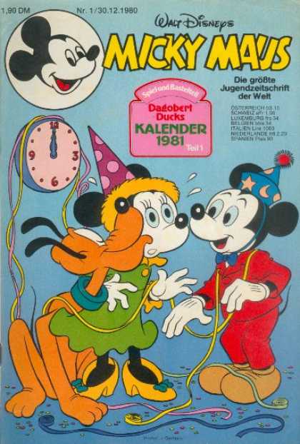 Micky Maus 1279 - Mouse - New Years - Kiss - Dog - Party Hats