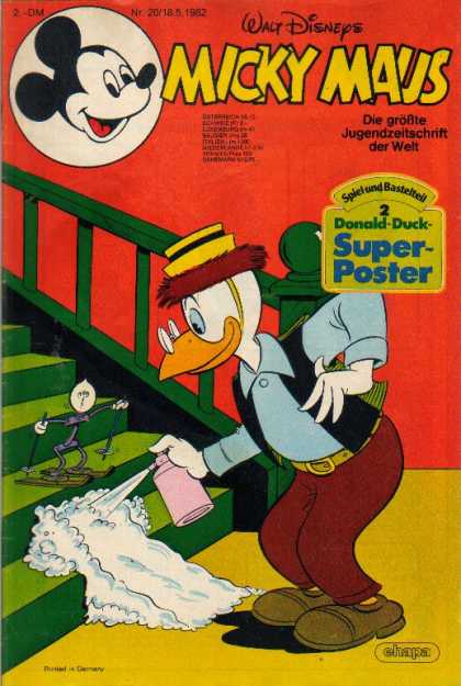 Micky Maus 1351 - Donald Duck - Stairs - Skis - Poster - Slope