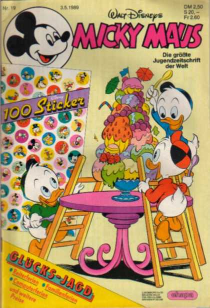 Micky Maus 1603 - Disney - Ice Cream - 100 Sticker - Huey - Duey