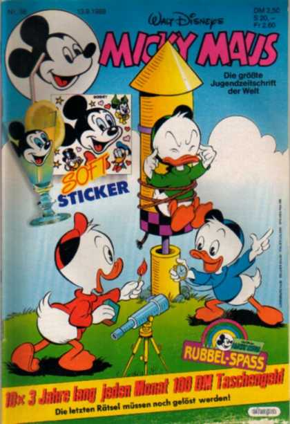 Micky Maus 1622 - Walt Disney - Ducks - Rocket - Soft Sticker - Telescope