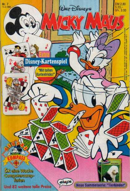 Micky Maus 1793 - Donald Duck - Daisy Duck - Playing Cards - Wind - Card Tower