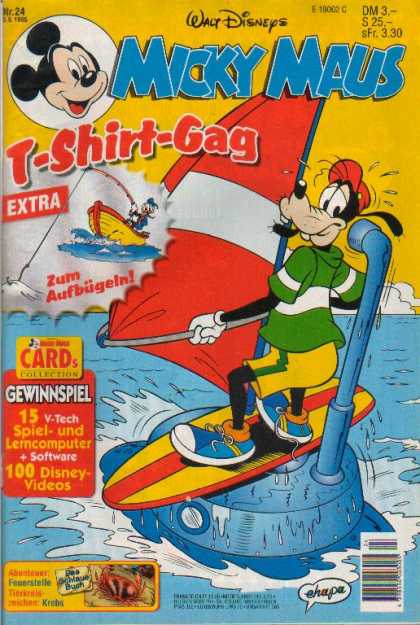 Micky Maus 1970 - T-shirt-gag - Goofy - Sail - Surfboard - Periscope