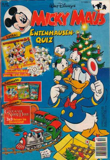 Micky Maus 1996 - Christmas Tree - Train - Donald Duck - Nephews - Blue