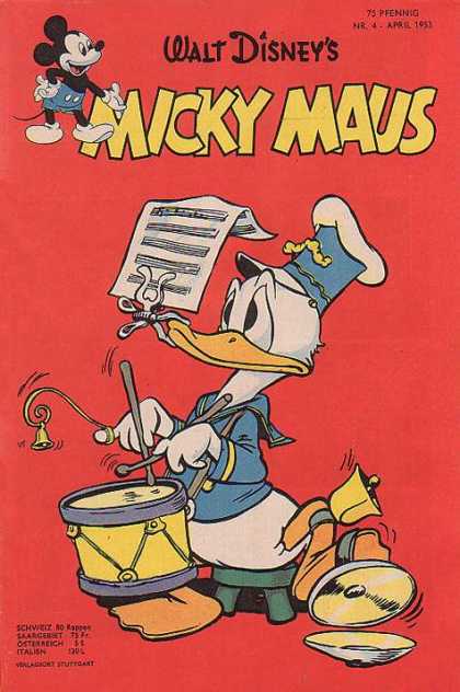 Micky Maus 20 - Drum - Bells - Sheet Music - Drumsticks - Cymbal