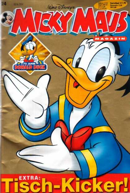 Micky Maus 2390 - Donald Duck - Walt Disney - Blue Hat - Extra - Golden Background