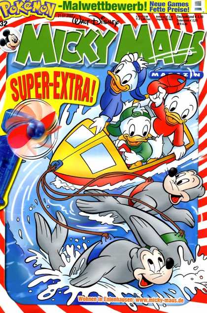 Micky Maus 2554 - Disney - German - Huey Duey Louie - Seals - Motor Boat