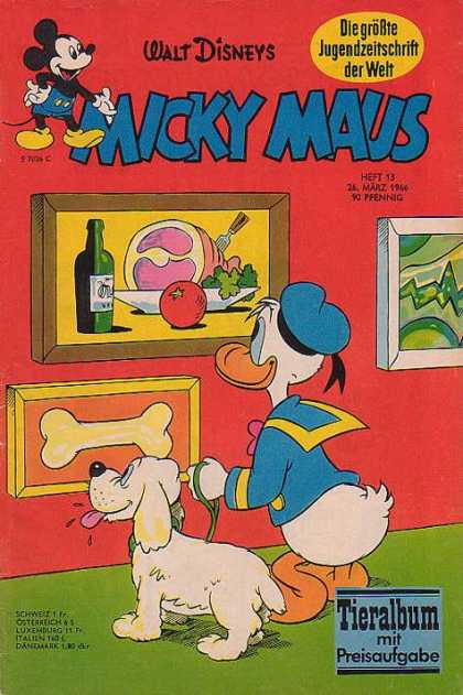 Micky Maus 536 - Walt Disney - Blue Hat - Donald Duck - Tieralbum Mit Preisaufgabe - White Dog
