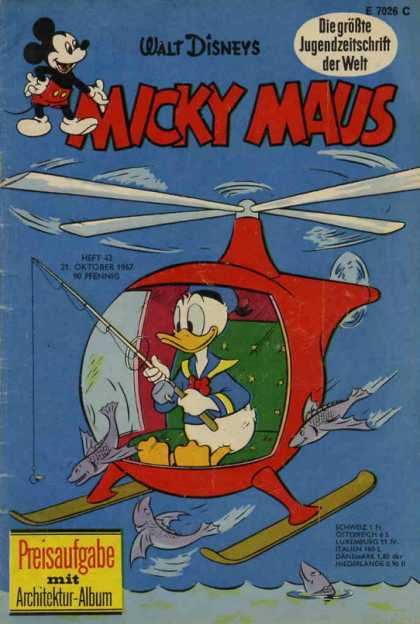 Micky Maus 618 - Donald Duck - Walt Disney - Helicopter - Flying Fish - Fishing