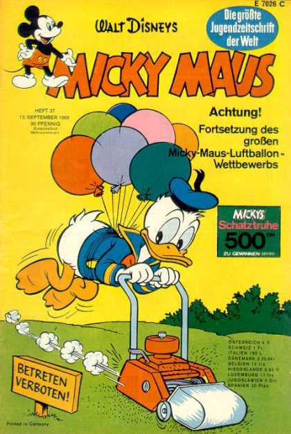 Micky Maus 717 - Disney - Balloons - Donald - Achtung - Lawnmower