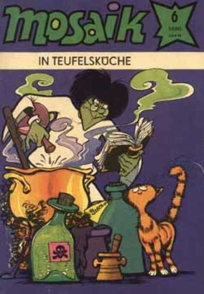 Mosaik 267 - Cat - Bottle - Witch - Book - Green