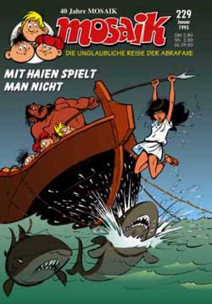 Mosaik 442 - Mit Haien Spielt Man Nicht - Sharks - Die Unglaubliche Reise Der Abrafaxe - Spear - Boat