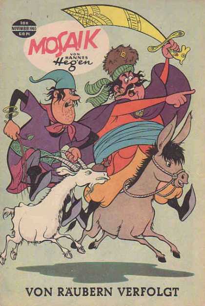 Mosaik 93 - Donkey - Goat - Sword - Riding - Mustache