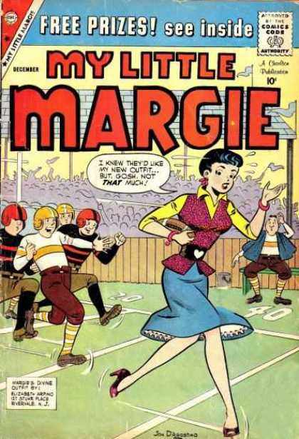 My Little Margie 27 - Football Players - Woman Running With Football - I Knew Theyd Like My New Outfit But Gosh Not That Much - December - Elizabeth Arpino