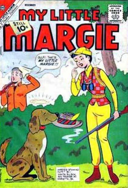 My Little Margie 39 - Binoculars - Hat With Feather - Hunting Dogs - Rifle - Tree And Bushes