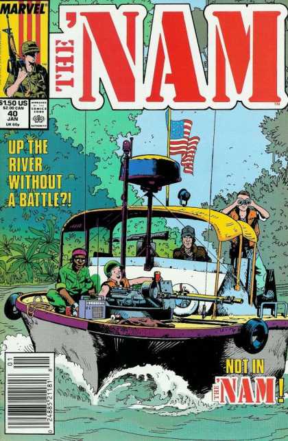 Up The River Without A Battle - Boat - Machine Gun - American Flag - Binoculars Nam 40 - Up The River Without A Battle - Boat - Machine Gun - American Flag - Binoculars