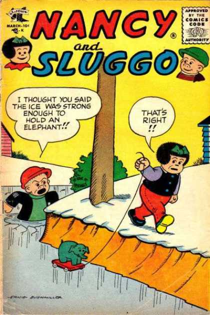 Nancy and Sluggo 142 - March - Snow - Elephant - Toy - String