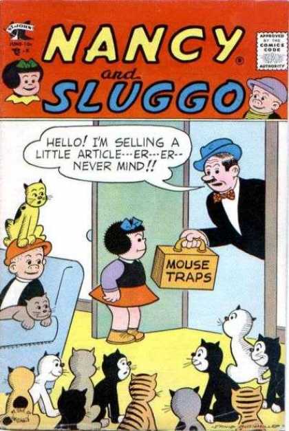Nancy and Sluggo 144 - Cats - Mouse Traps - Couch - Sales Man - Door-to-door Salesman