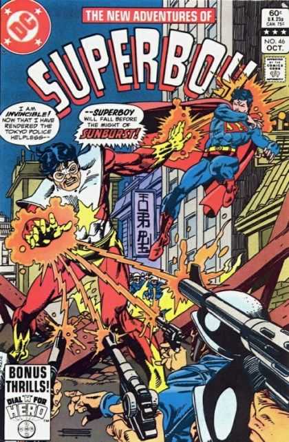 New Adventures of Superboy 46 - Sunburst - Dial H For Hero - Bonus Thrills - Fire - Guns