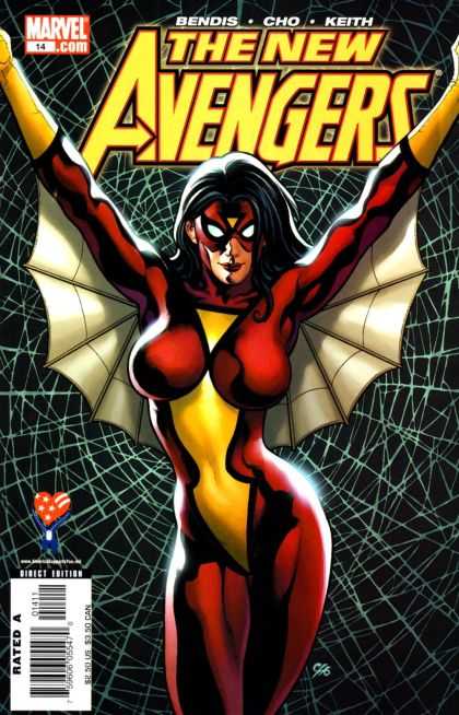 New Avengers 14 - Heart - Wings - Spider Web - Breasts Large - Up Reached Arms - Frank Cho