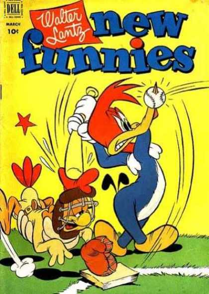 New Funnies 181 - Walter Lantz - Woody Woodpecker - Baseball - Catcher - Bat