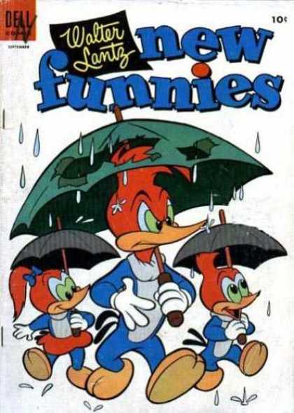 New Funnies 211 - Woody Woodpecker - Umbrella - Rain - Dell - Walking