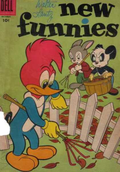 New Funnies 236 - Leaves - Woody Woodpecker - Raking - Fence - Chore