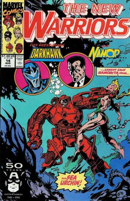 New Warriors 14 - Darkhawk - Namor - Underwater - Namorita - Sea Urchin - Mark Bagley