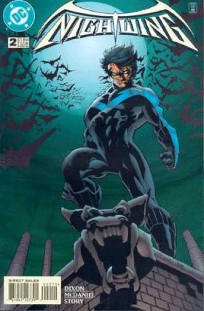 Nightwing 2 - Bats - Gargoyle - Night - Moon - Rooftop - Brian Stelfreeze