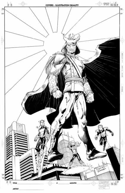 Original Cover Art - NEW X-Men #18 Cover - Cloak - Sun - Boy - Buildings - Sword