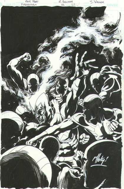 Firestorm - Nacker - Mask - Battle - Men Original Cover Art - Firestorm - Firestorm - Nacker - Mask - Battle - Men
