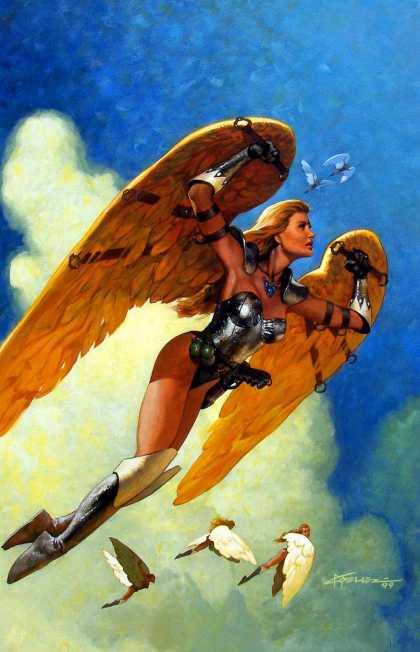 Wings - Woman - Costume - Sky - Clouds Original Cover Art - Amazing Stories #600 Huge Cover Painting (1999) - Wings - Woman - Costume - Sky - Clouds