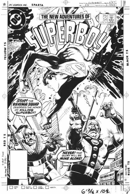 Superboy - Revenge Squad - Black And White - Superman - Honor Original Cover Art - Superboy - Superboy - Revenge Squad - Black And White - Superman - Honor