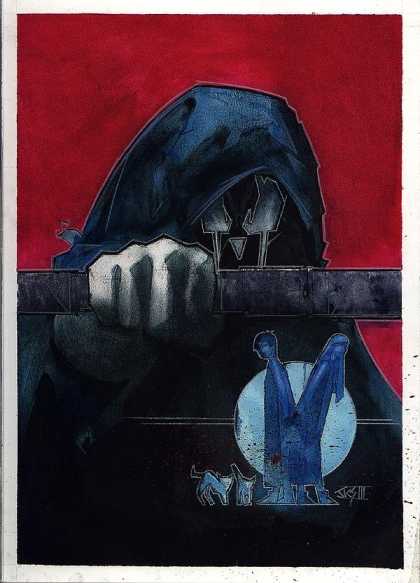 Original Cover Art - Grendel: God And The Devil (2003) - Sword - Red - Cape - Hand - Grey Eyes