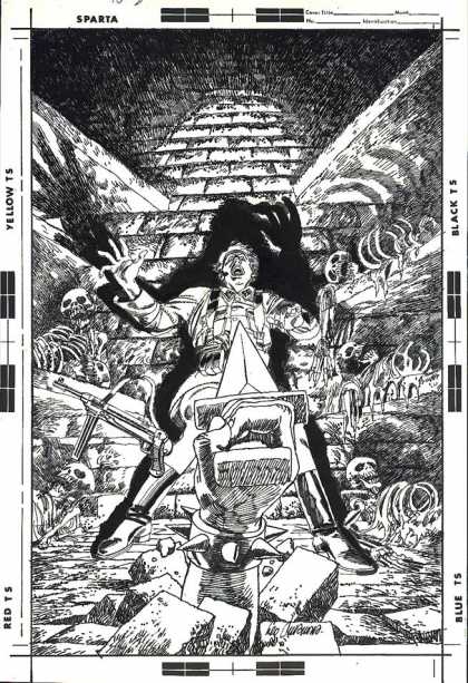 Original Cover Art - Weird War Tales #46 Cover - Bones - Sparta - Dagger - Stab - Spooky