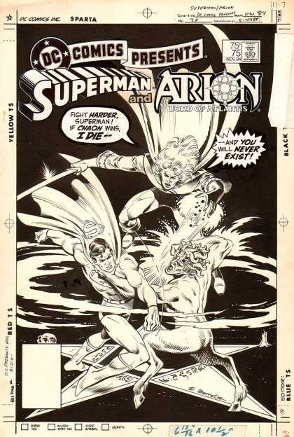 Original Cover Art - DC Comics Presents #75 Cover (1983) - Sword - Star - And You Will Never Exist - Red T S - Yellow T S