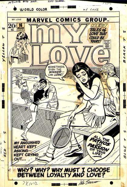 Original Cover Art - My Love #16 Cover (1971) - Marvel Comics - Silver Age - Romance - Female Audience - Tennis