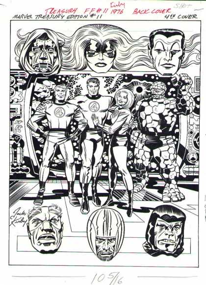 Original Cover Art - Fantastic Four Treasury Back Cover (1976) - Man - Lady - Light - Shine - Standing