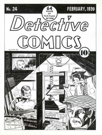 Original Cover Art - Detective Comics #24 Cover Recreation - Detectives Comics - February 1939 - Printing Press - Window - Money