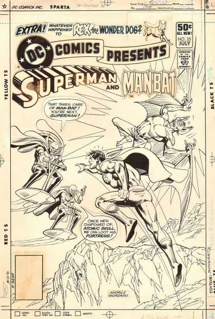 Original Cover Art - DC Comics Presents #35 Cover (1980) - Rex The Wonder Dog - Man-bat - Superman - Atomic Skull - Fortress