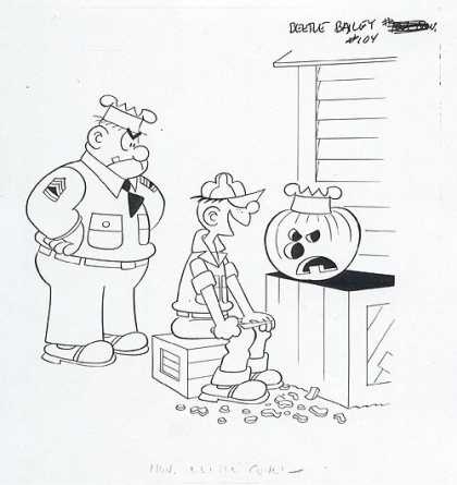 Original Cover Art - Beetle Bailey - Pumpkin - Seargeant - Jack O Lantern - Beetle Bailey - Box